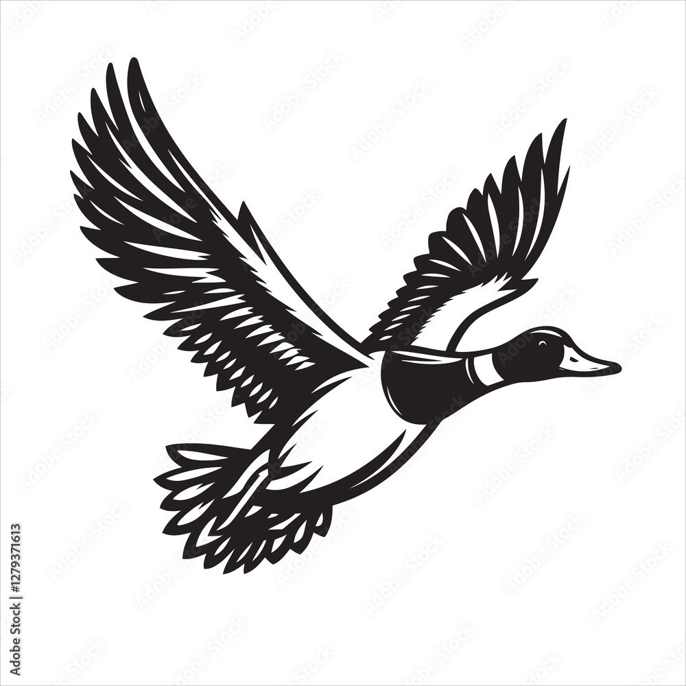 Obraz premium vector duck flying, sitting and howling