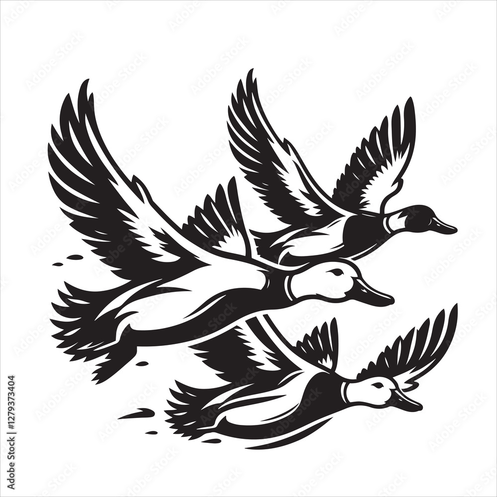 Obraz premium vector duck flying, sitting and howling