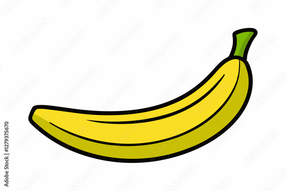 Banana on yellow background health food nature fruit logo symbol hand drawn cartoon illustration Banana on yellow background health food nature fruit logo symbol hand drawn cartoon illustration