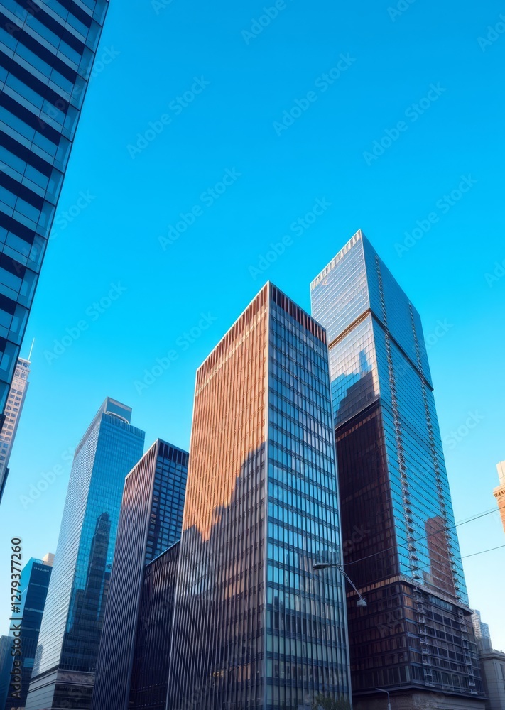 Modern skyscrapers in business district with blue sky skyscraper city building skyscraper downtown business architecture cityscape Modern skyscrapers in business district with blue sky skyscraper city building skyscraper downtown business architecture cityscape