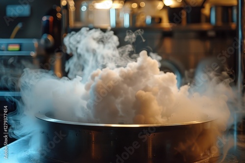 Liquid nitrogen mist effect laboratory photography indoor close-up science