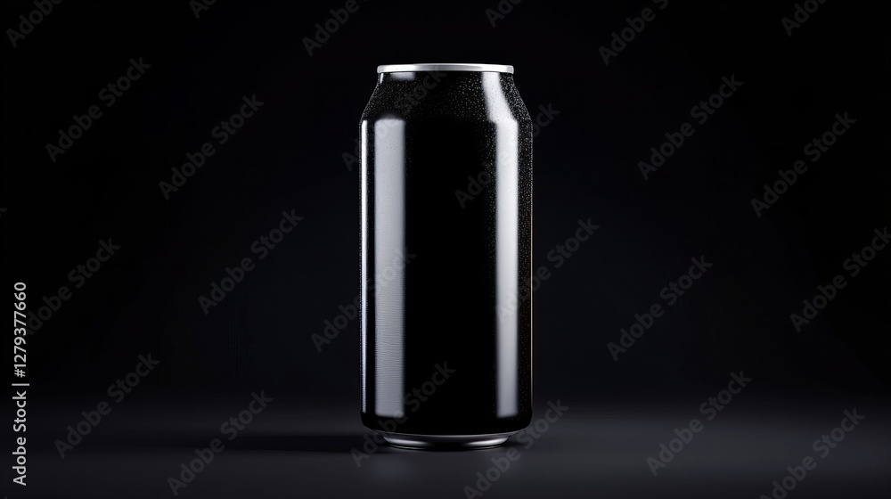 Sleek black can against a dark background. Perfect for branding or product photography. Sleek black can against a dark background. Perfect for branding or product photography.