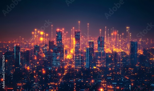 Wallpaper Mural Abstract Futuristic Technology Concept with Glowing Lights and Bokeh Effect on Circuit Board at Night, High Tech Innovation and Data Flow in Digital Torontodigital.ca