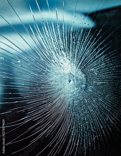 Impact de balle sur un pare-brise,
