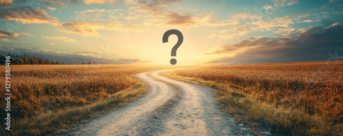 The winding road to change leading to a question mark symbolizing uncertainty, decisions, transitions, and future paths in personal and professional