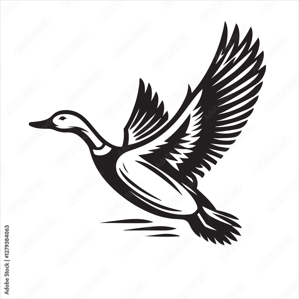 Obraz premium vector duck flying, sitting and howling