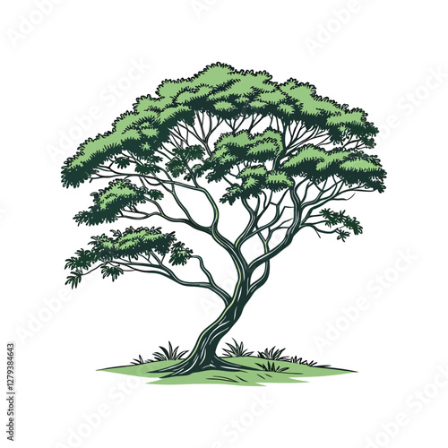 Rain tree isolated art and illustration
