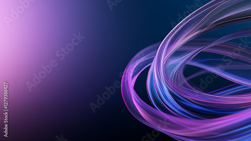 An abstract image featuring dynamic lines in purple and blue hues against a dark gradient background creating a futuristic and sleek visual photo