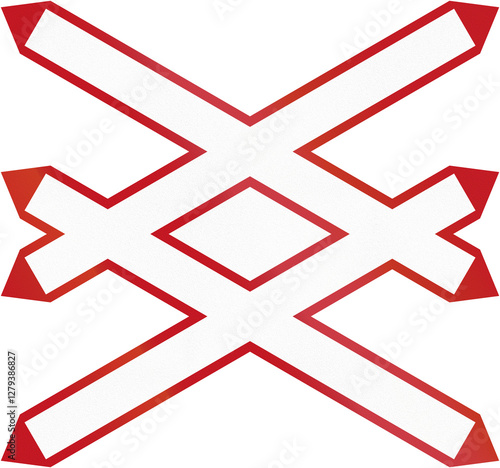 Fotografie Israel warning saltire - level crossing ahead with multiple tracks