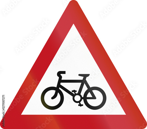 Bicycle Crossing Israel road sign with bicycle pictogram