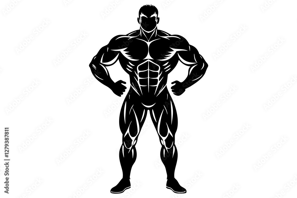 body builder man black silhouette body builder man black silhouette