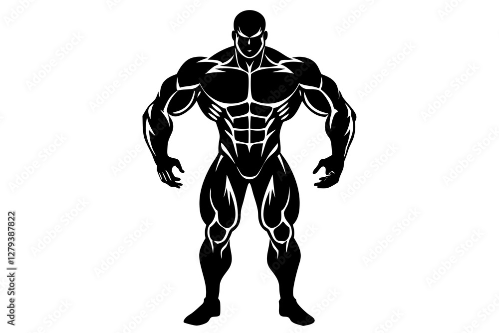 Fototapeta premium body builder man black silhouette