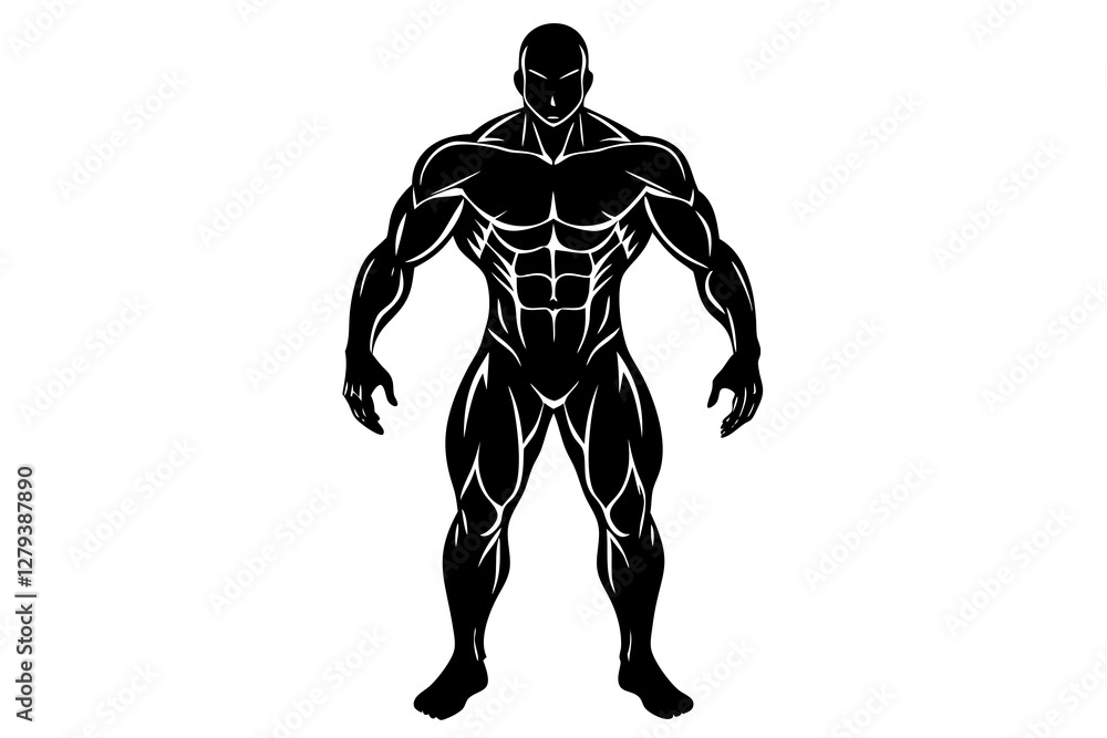 Fototapeta premium body builder man black silhouette