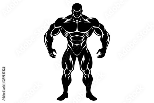 body builder man black silhouette