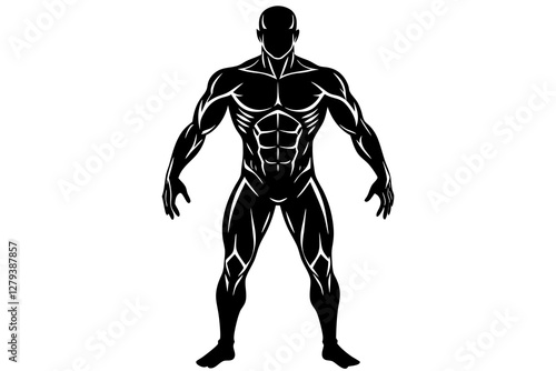 body builder man black silhouette