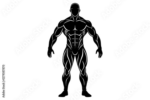 body builder man black silhouette