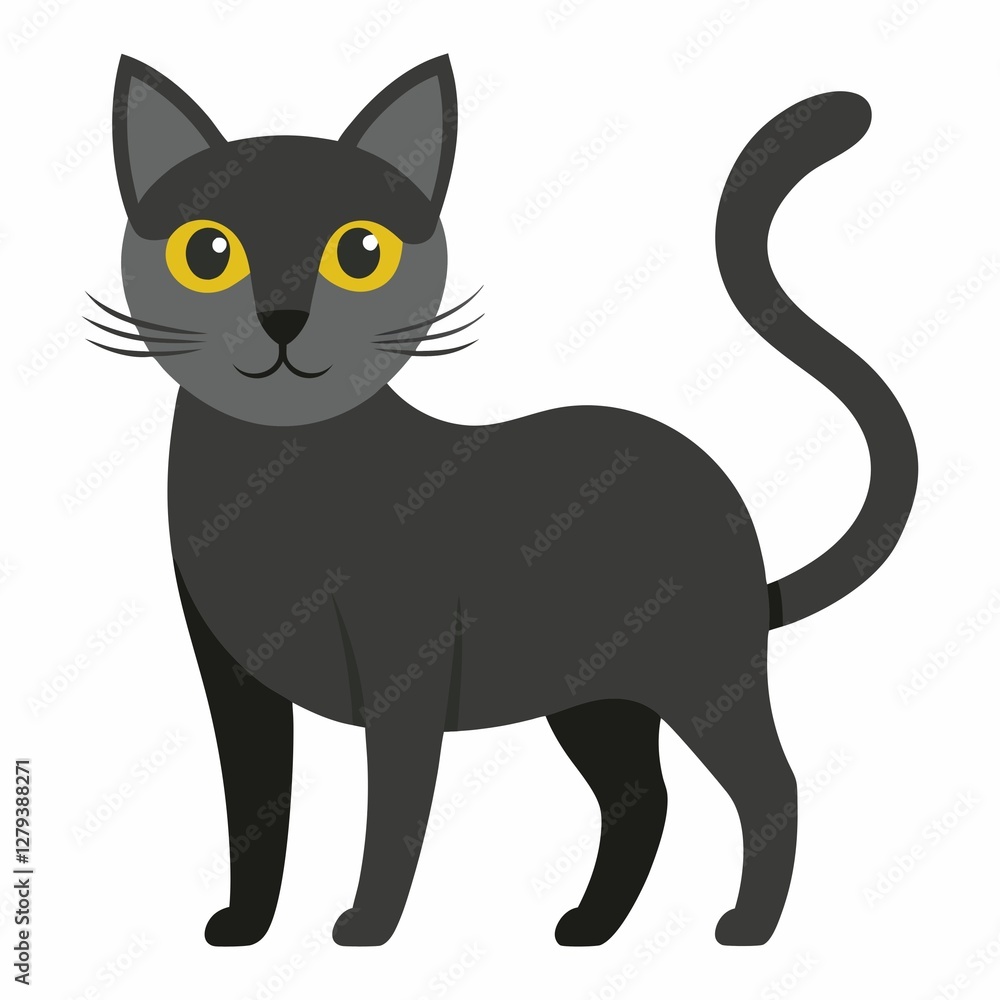 Fototapeta premium black cat vector illustration isolated on white background