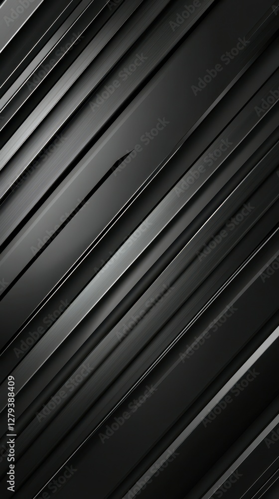 Obraz premium Dark metallic surface with diagonal lines creating an abstract pattern and depth perception