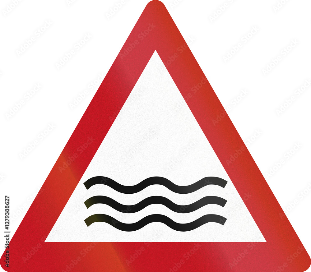 Road warning sign in Israel - Flood Road warning sign in Israel - Flood