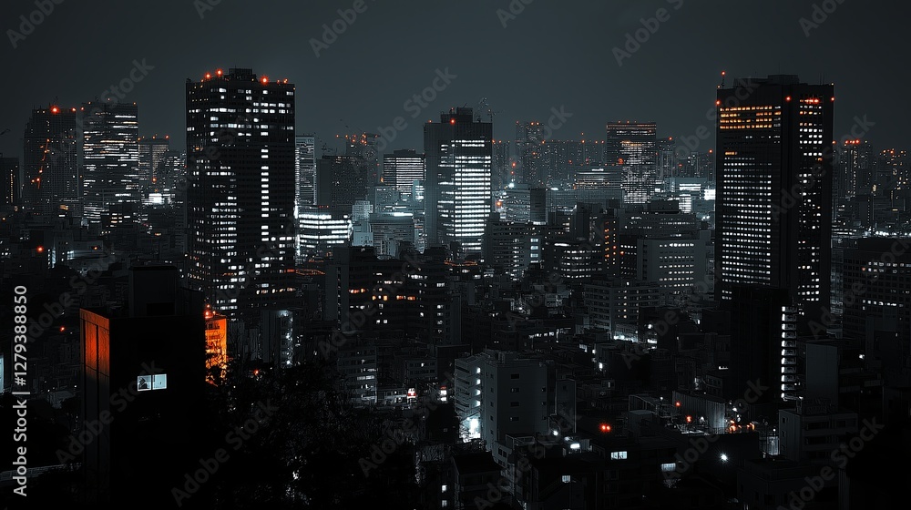 Obraz premium A monochrome cityscape with only one bright accent color.