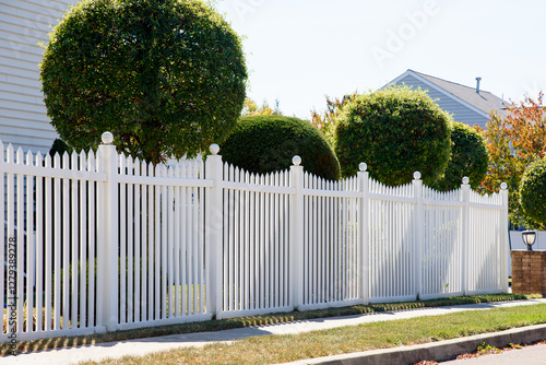vinyl fence white grass security property plastic