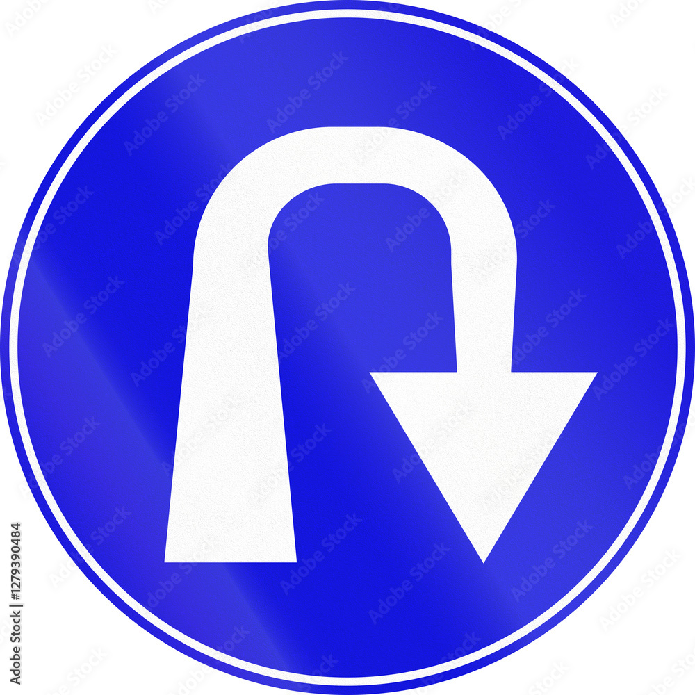 Israel road sign for right u turn Israel road sign for right u turn
