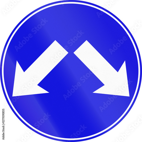 Free Download Israel mandatory road sign - keep left or right - GFXLoad