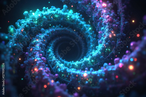 spiral, light, space