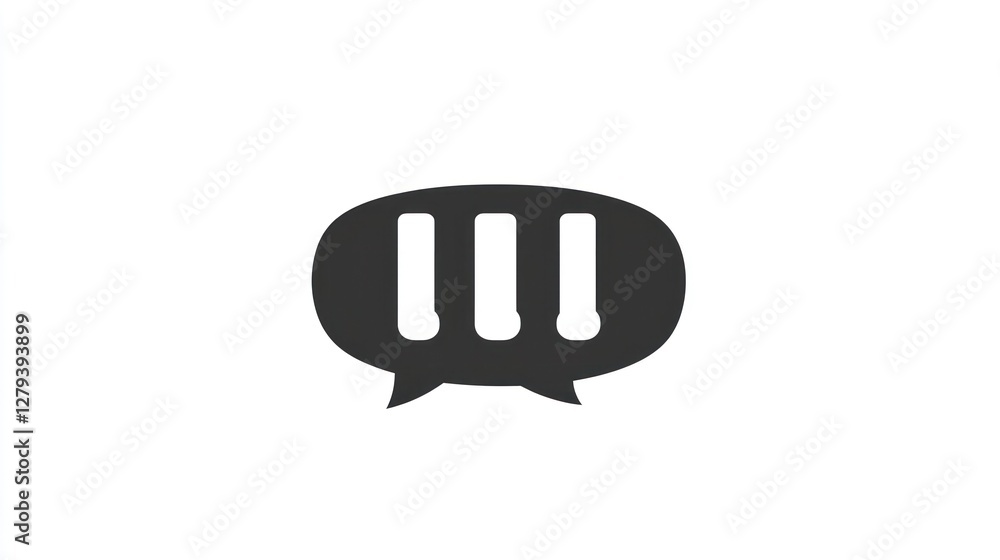 Abstract Chat Bubble with Three Vertical Lines Design Element Abstract Chat Bubble with Three Vertical Lines Design Element