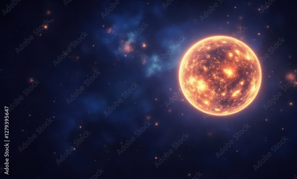 Radiant star shining in deep space Radiant star shining in deep space