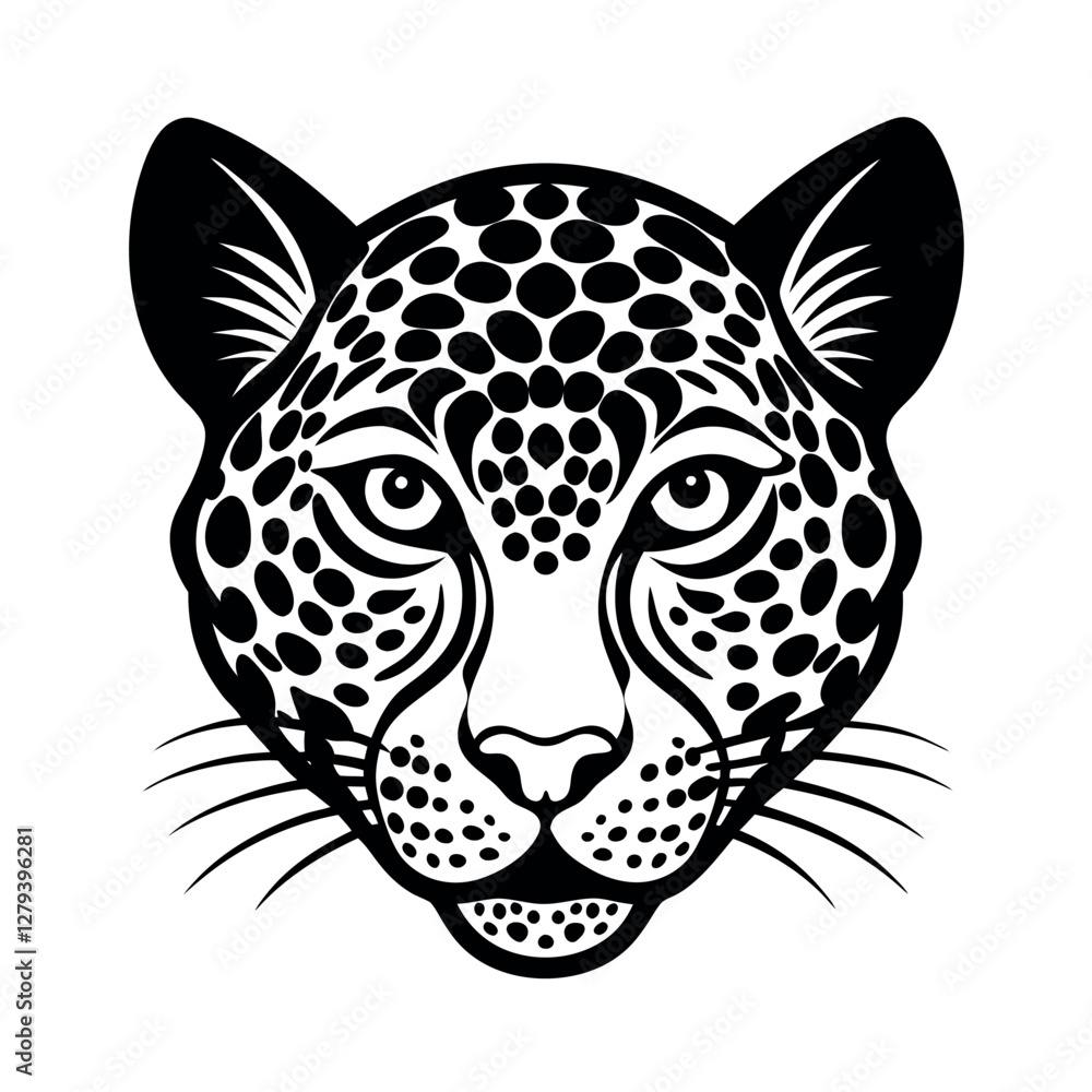 Obraz premium Intricate Leopard Head Outline Vector for Illustrations