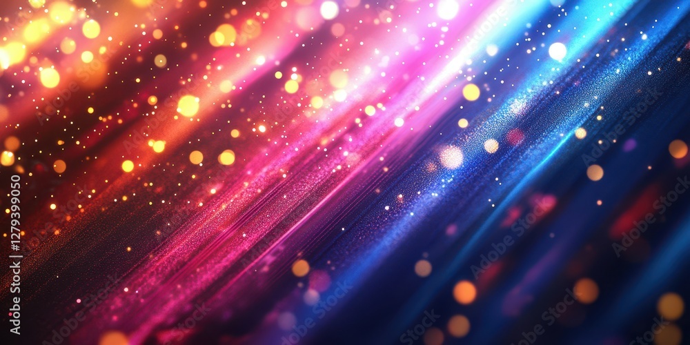 Fototapeta premium Colorful light streaks create a mesmerizing background filled with vibrant bokeh effects at night