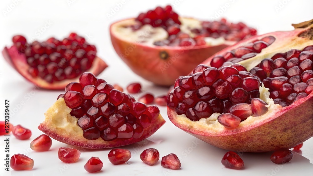 Juicy Pomegranate Seeds Close-up Composition of Open Fruit, Red Jewel-toned Arils, Still Life Photography, Pomegranate Still Life. , Pomegranate, Food Photography Juicy Pomegranate Seeds Close-up Composition of Open Fruit, Red Jewel-toned Arils, Still Life Photography, Pomegranate Still Life. , Pomegranate, Food Photography
