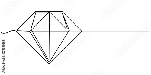 Continuous Line Drawing of Diamond Icon. Hand Drawn Symbol Vector Illustration, Continuous Line Drawing of Diamond Icon. Hand Drawn Symbol Vector Illustration, One Continuous Line Drawing of Core. 