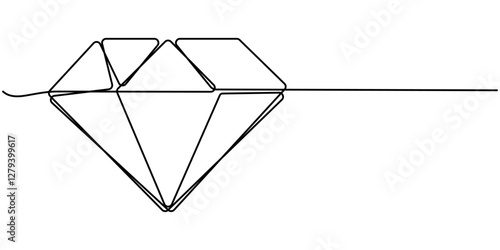 Continuous Line Drawing of Diamond Icon. Hand Drawn Symbol Vector Illustration, Continuous Line Drawing of Diamond Icon. Hand Drawn Symbol Vector Illustration, One Continuous Line Drawing of Core. 