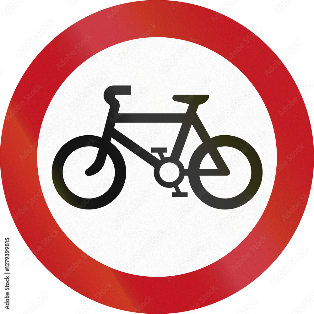 Road sign in Israel - Cyclists Prohibited Road sign in Israel - Cyclists Prohibited