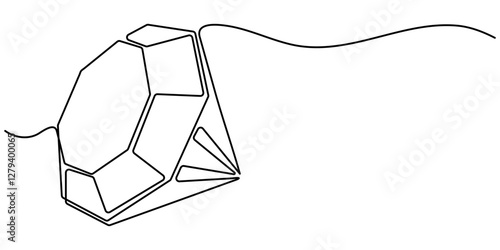Continuous Line Drawing of Diamond Icon. Hand Drawn Symbol Vector Illustration, Continuous Line Drawing of Diamond Icon. Hand Drawn Symbol Vector Illustration, One Continuous Line Drawing of Core. 