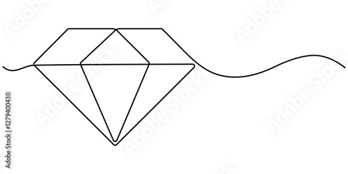 Continuous Line Drawing of Diamond Icon. Hand Drawn Symbol Vector Illustration, Continuous Line Drawing of Diamond Icon. Hand Drawn Symbol Vector Illustration, One Continuous Line Drawing of Core. 
