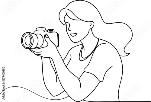 Creative Line Art of Female Photographer with DSLR