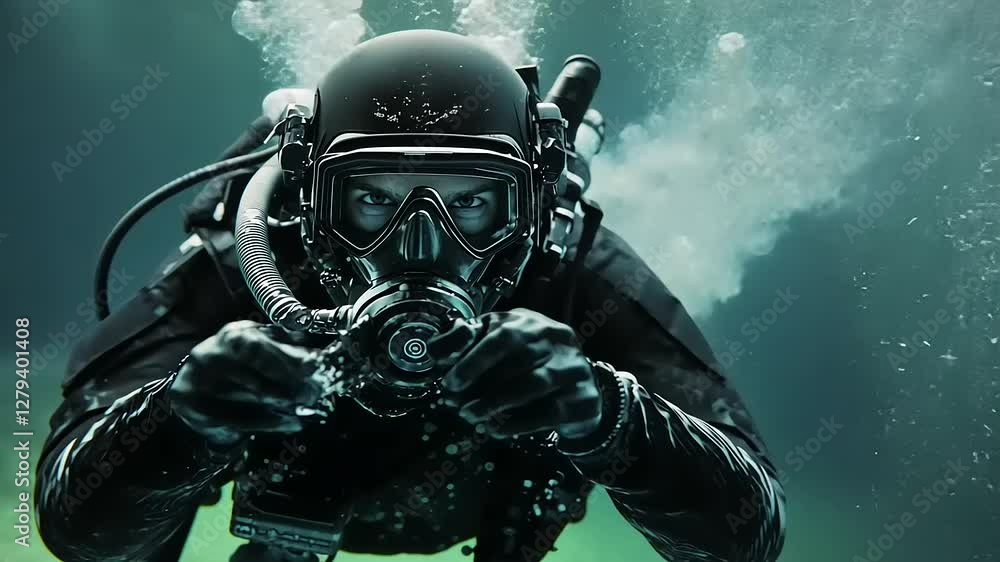 Underwater Combat Diver: A Close-Up View of a Navy Seal Underwater Combat Diver: A Close-Up View of a Navy Seal