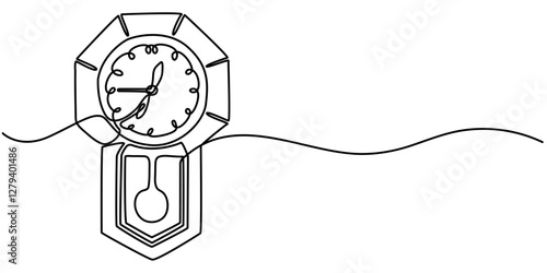 Wallpaper Mural Continuous Line Drawing of Time Management Icon. Hand Drawn Symbol Vector Illustration, Continuous one line drawing of clock. Clock linear icon. One line drawing background. Vector illustration.  Torontodigital.ca