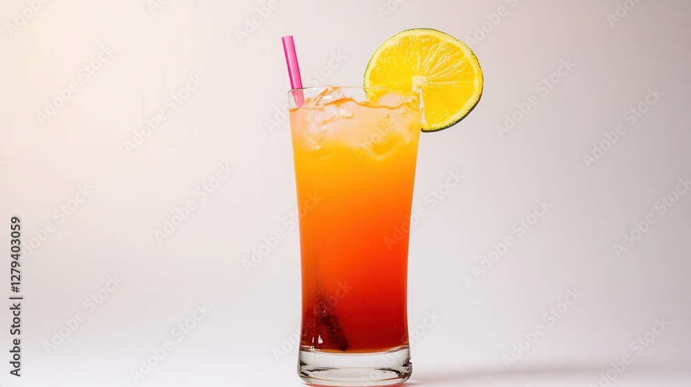 A refreshing tall glass filled with a colorful drink, garnished with a vibrant slice of lime, perfect for warm weather enjoyment. A refreshing tall glass filled with a colorful drink, garnished with a vibrant slice of lime, perfect for warm weather enjoyment.