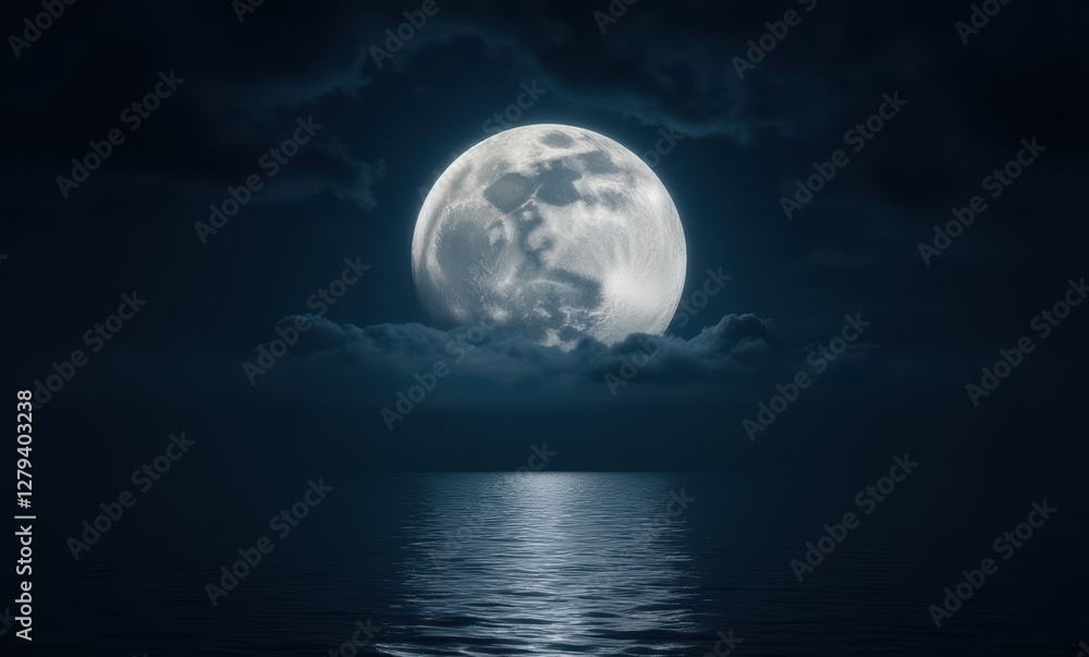 Full moon illuminating calm waters Full moon illuminating calm waters