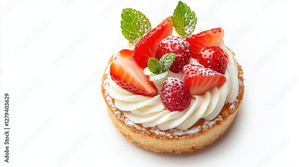 A delicious pastry topped with fresh strawberries and a swirl of whipped cream, showcasing an inviting and indulgent dessert experience. A delicious pastry topped with fresh strawberries and a swirl of whipped cream, showcasing an inviting and indulgent dessert experience.