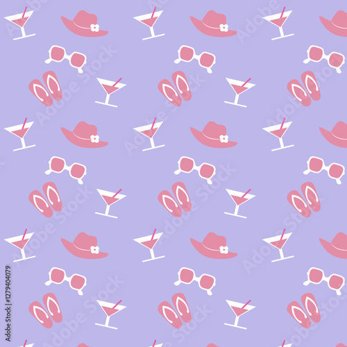 seamless pattern with sunglasses and hats, vector illustration, eps 10