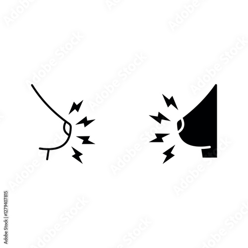 Breast pain icon set color editable on white background