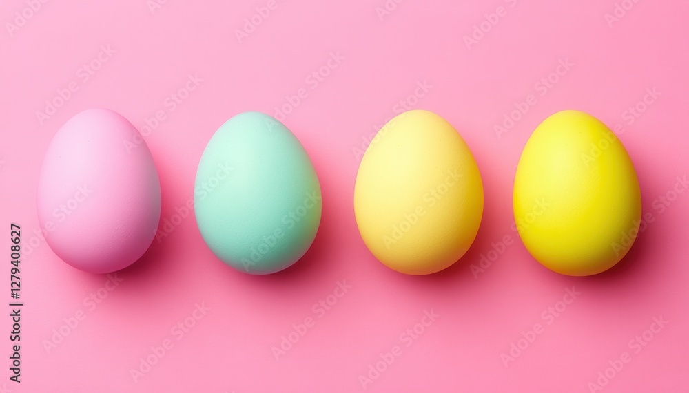 Three eggs are neatly arranged in a single row, showcasing their smooth surfaces against a soft pink background. Three eggs are neatly arranged in a single row, showcasing their smooth surfaces against a soft pink background.