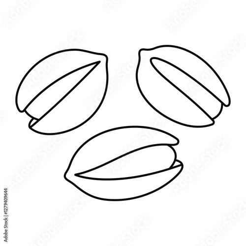 Pistachio nuts vector illustration. Hand-drawn doodle style pistachios with shells. Black outline isolated on white background.