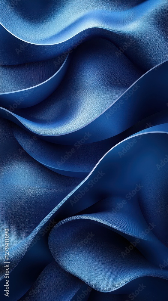 Elegant folds of deep blue fabric creating a sophisticated texture in soft waves Elegant folds of deep blue fabric creating a sophisticated texture in soft waves