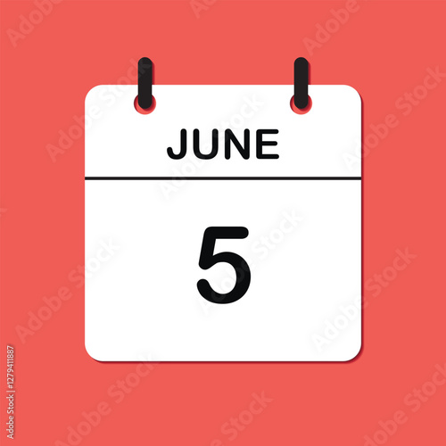 June 5. Daily Calendar icon for design. Simple design for business brochure, flyer, print media, advertisement. Easily editable.